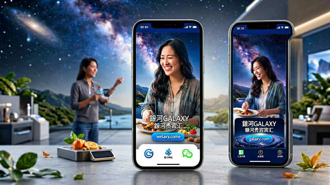 银河贵宾汇平台界面展示，呈现网页版与手机端娱乐体验